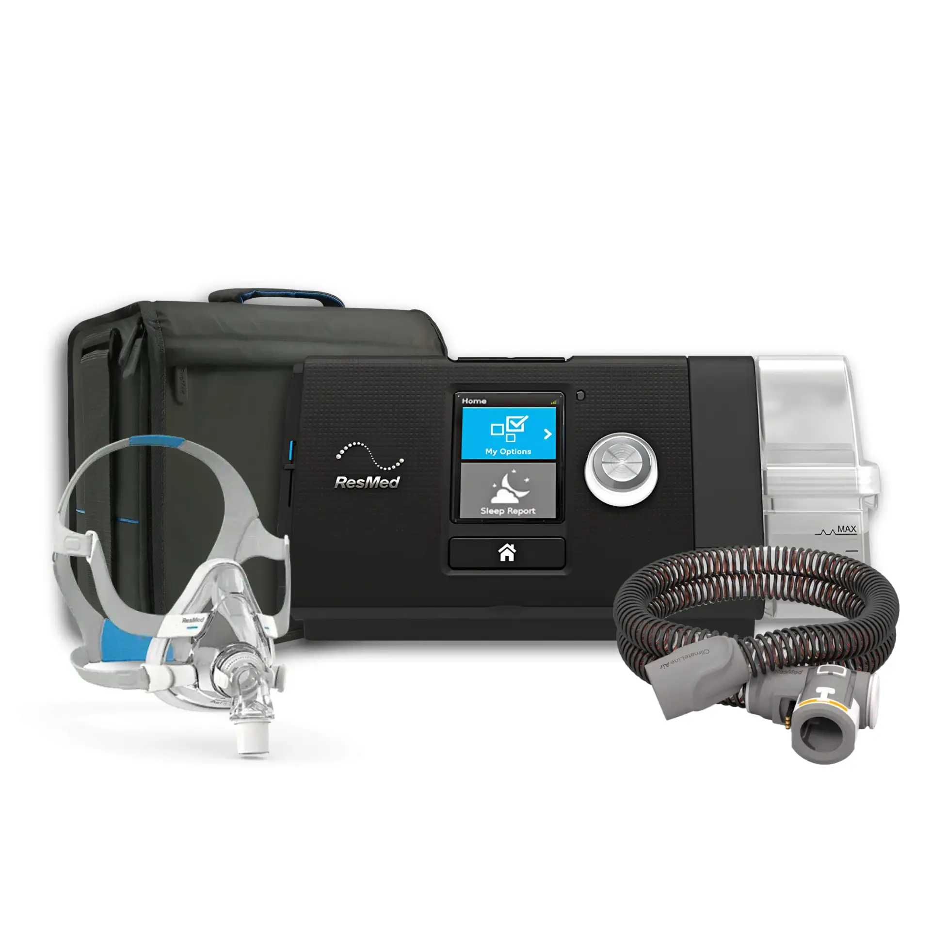 Auto CPAP AirSense 10 Resmed con Tubo Calefaccionado y Mascarilla Buconasal Airfit F20